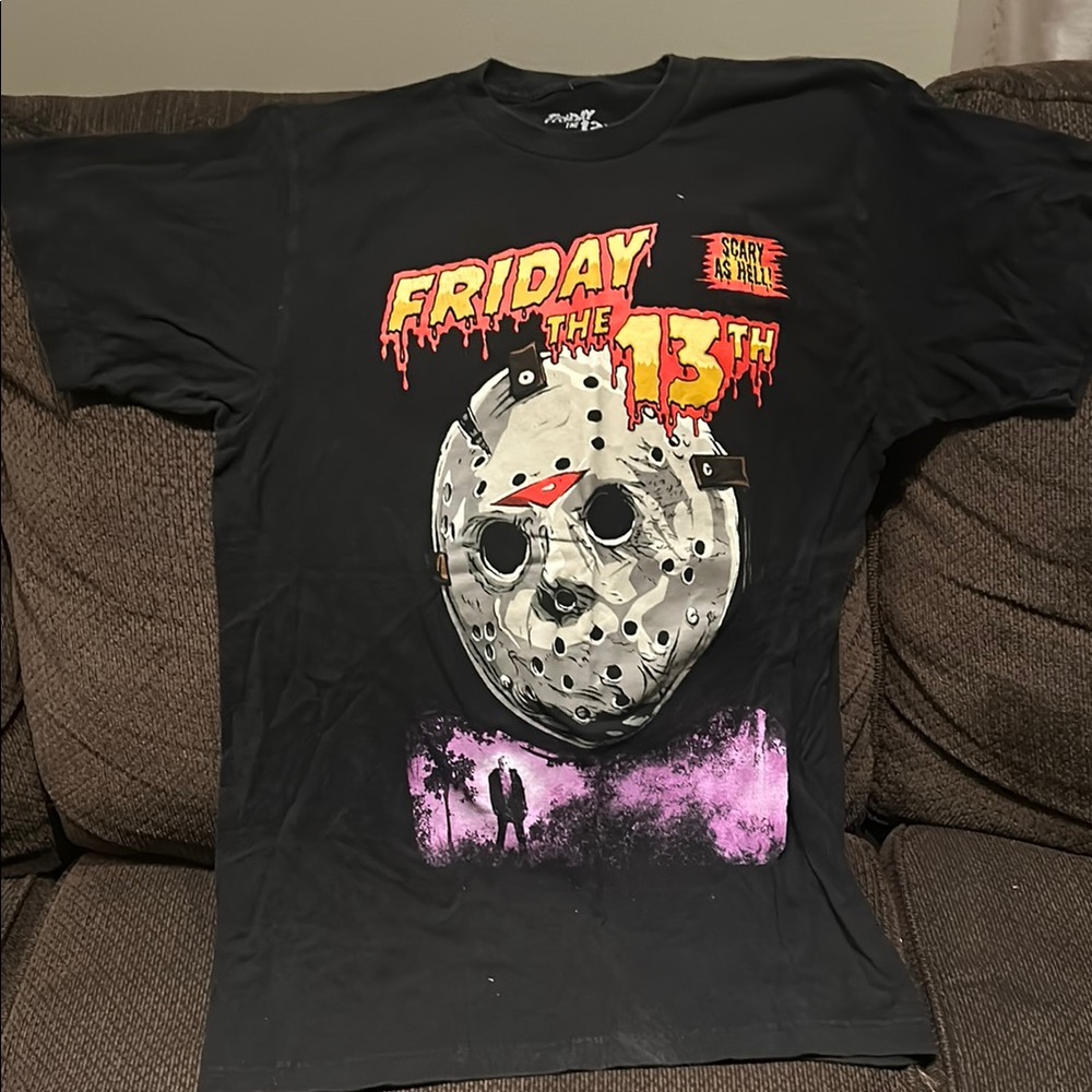 Black Short Sleeve Tee with Iconic Horror Graphic